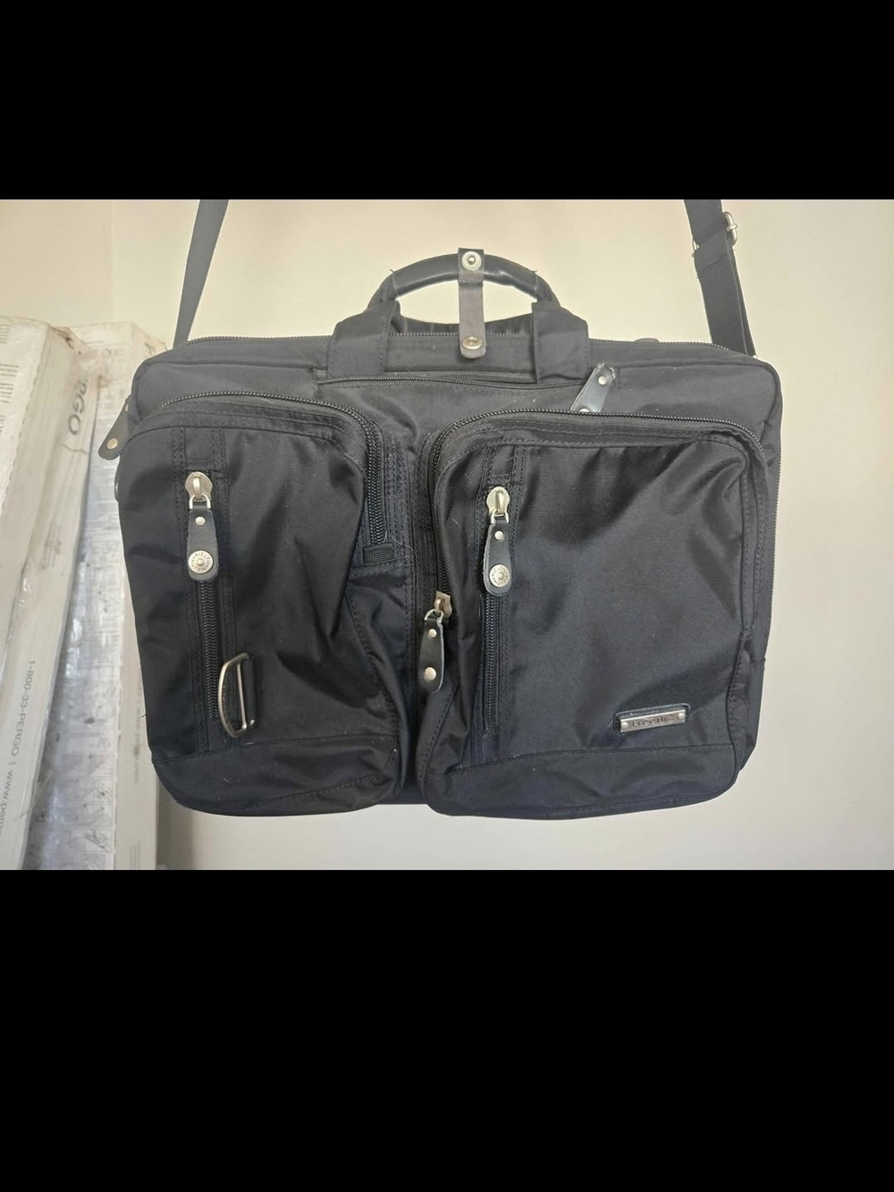 Black Freebiz Men's Multi-Pocket Shoulder Briefcase Bag